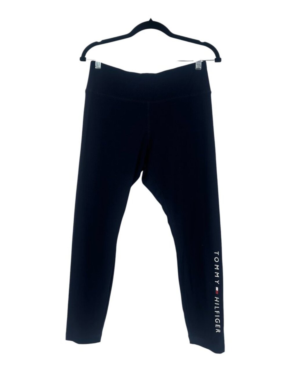 Tommy Hilfiger Leggings Large Navy Blue High Waisted Logo Athletic Yoga Pants